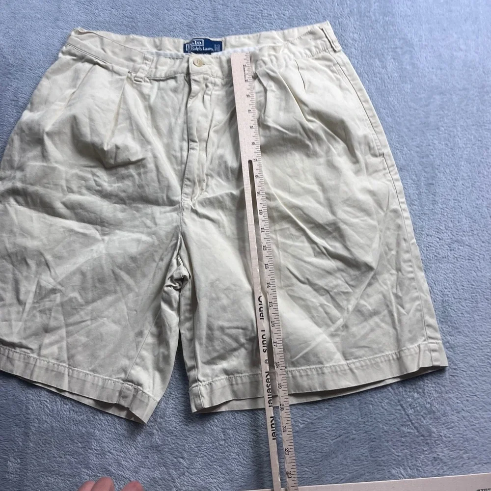 Polo Ralph Lauren Tyler‎ Short Mens 36 Tan Khaki Pleated Chino Cotton 100%